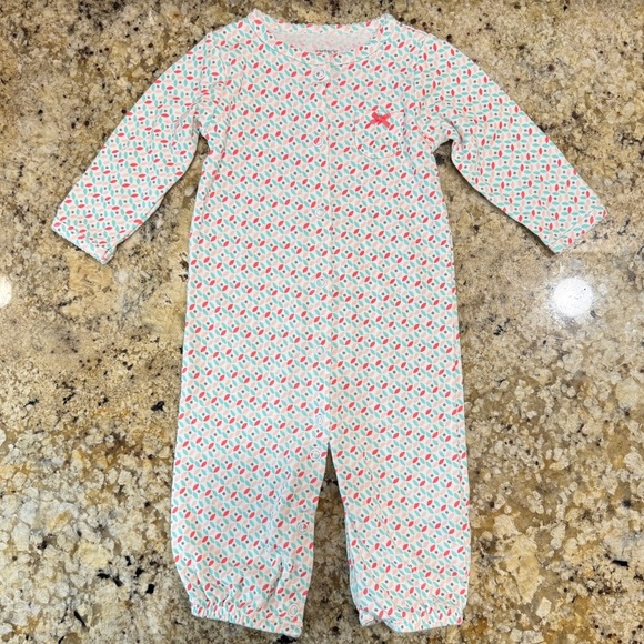 Pink and Teal Print Snap Up Romper or Gown - Picture 3 of 5